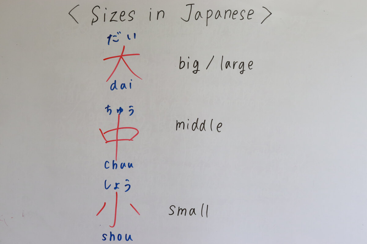 sizes in Japanese